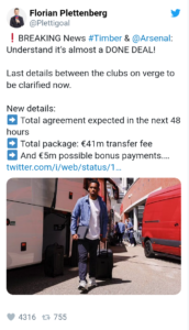 Screenshot 20230703 111630 Arsenal Set to Complete Second Summer Signing Worth €46m Within 'next 48 hours'