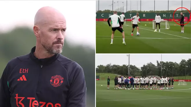 resize 5 Erik ten Hag Joins in Training Drill After Watching Them Play Defensive Football