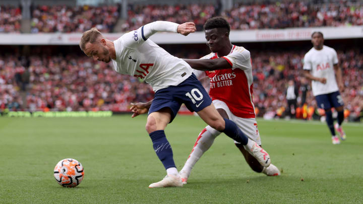 images GettyImages mmsport 90min en international web 01hb5ptysrncgf16h3hh James Maddison Mocks Bukayo Saka Over Goal Celebration in North London Derby