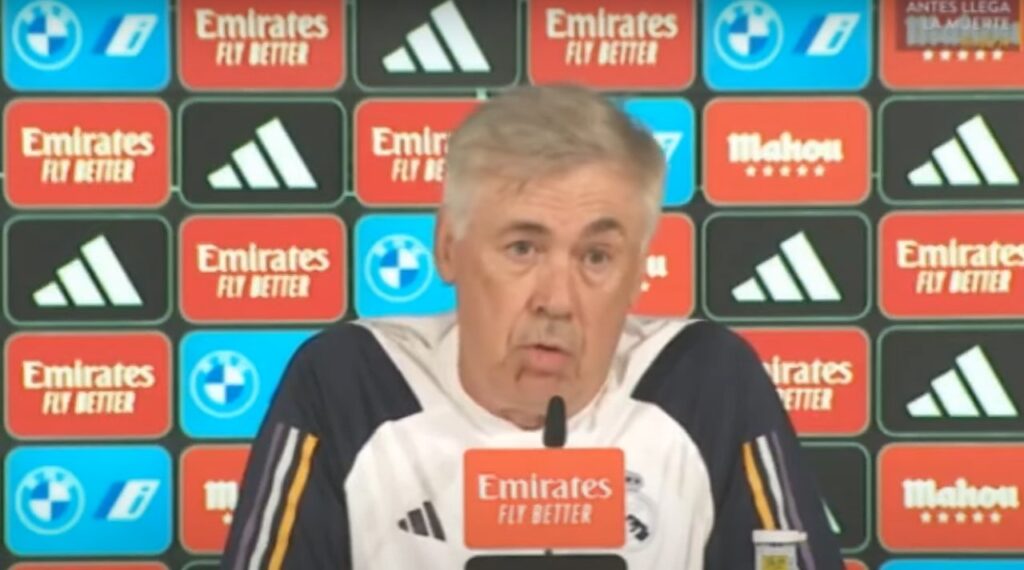 Ancelotti presser2c Carlo Ancelotti Reveals Two Options to Cover After Real Madrid go Down to one Central Defender