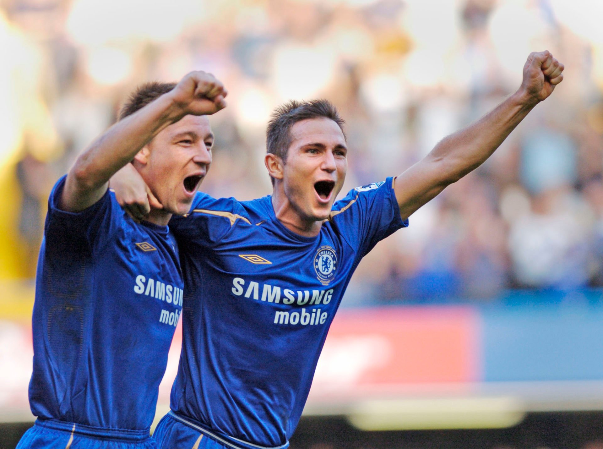 Frank Lampard with John Terry after scoring Chelsea v Bolton Wanderers Premier League at Stamford Bridge 15th October 2005.