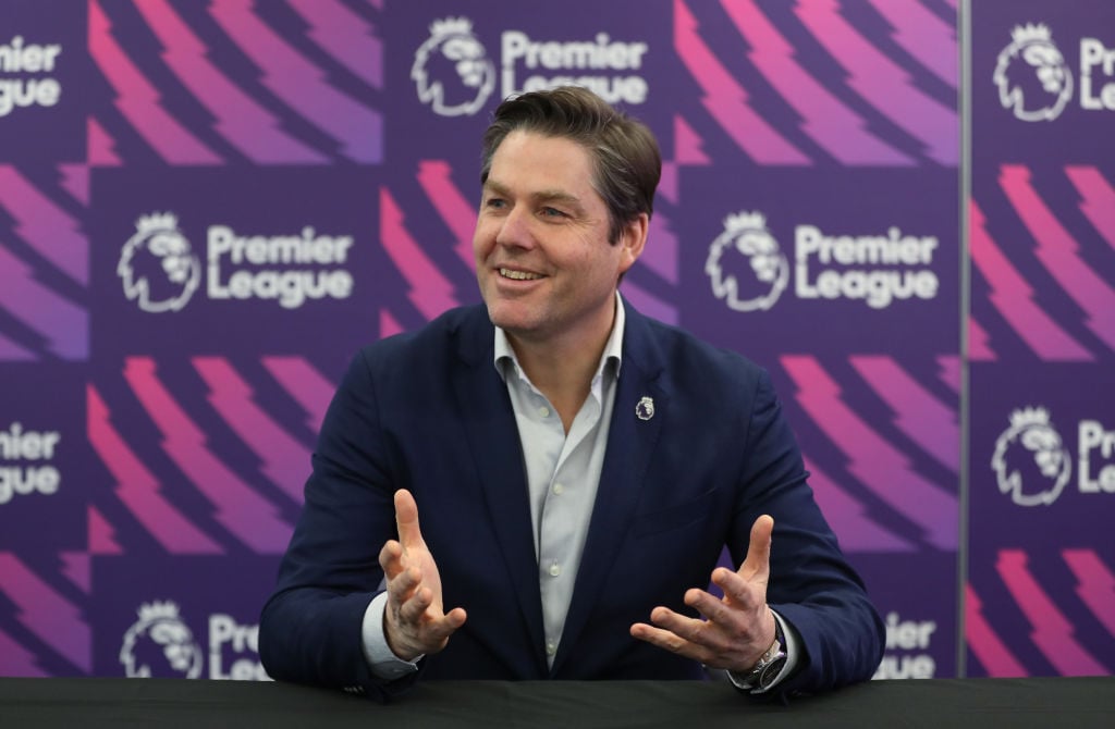 Richard Masters, Chief Executive of Premier League, addresses journalists during a media briefing on February 04, 2020 in London, England.