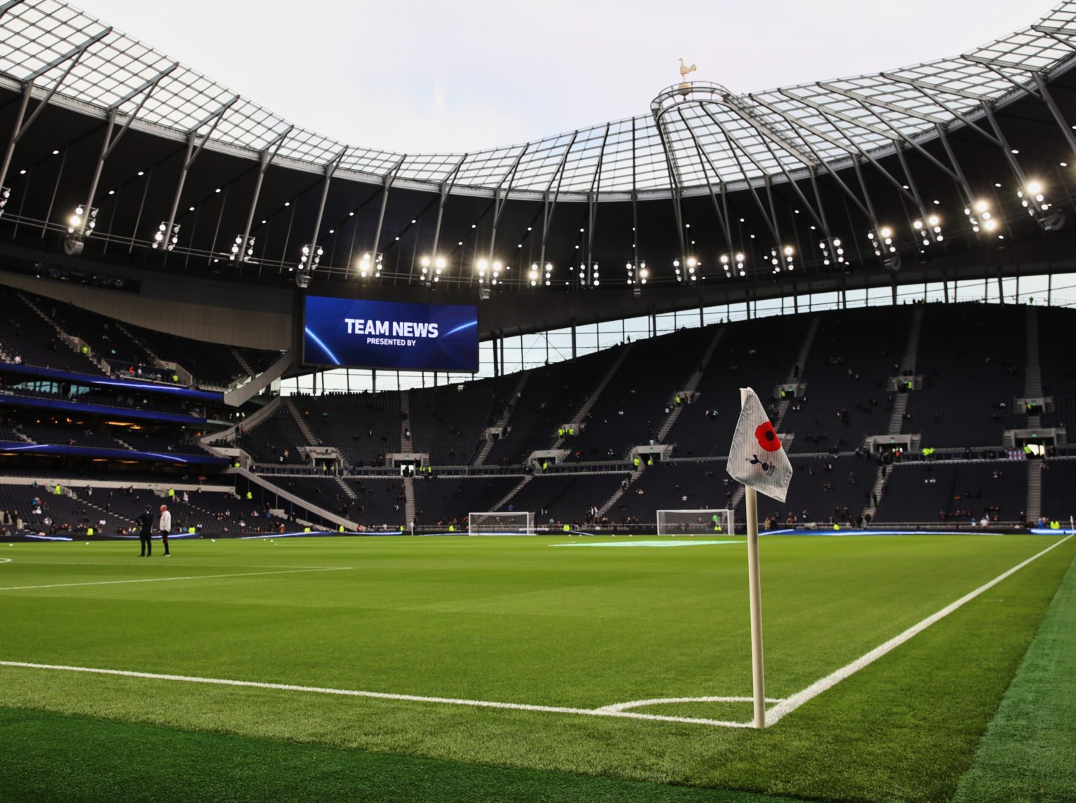 General view of the stadium with a Poppy on the corner flag before the Premier League match between Tottenham Hotspur and Manchester United at Tott...