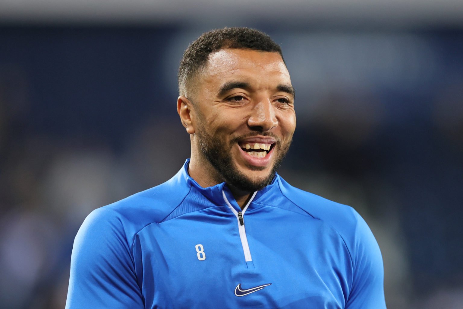 Troy Deeney of Birmingham City warms up ahead of the Sky Bet Championship match between West Bromwich Albion and Birmingham City at The Hawthorns, ...