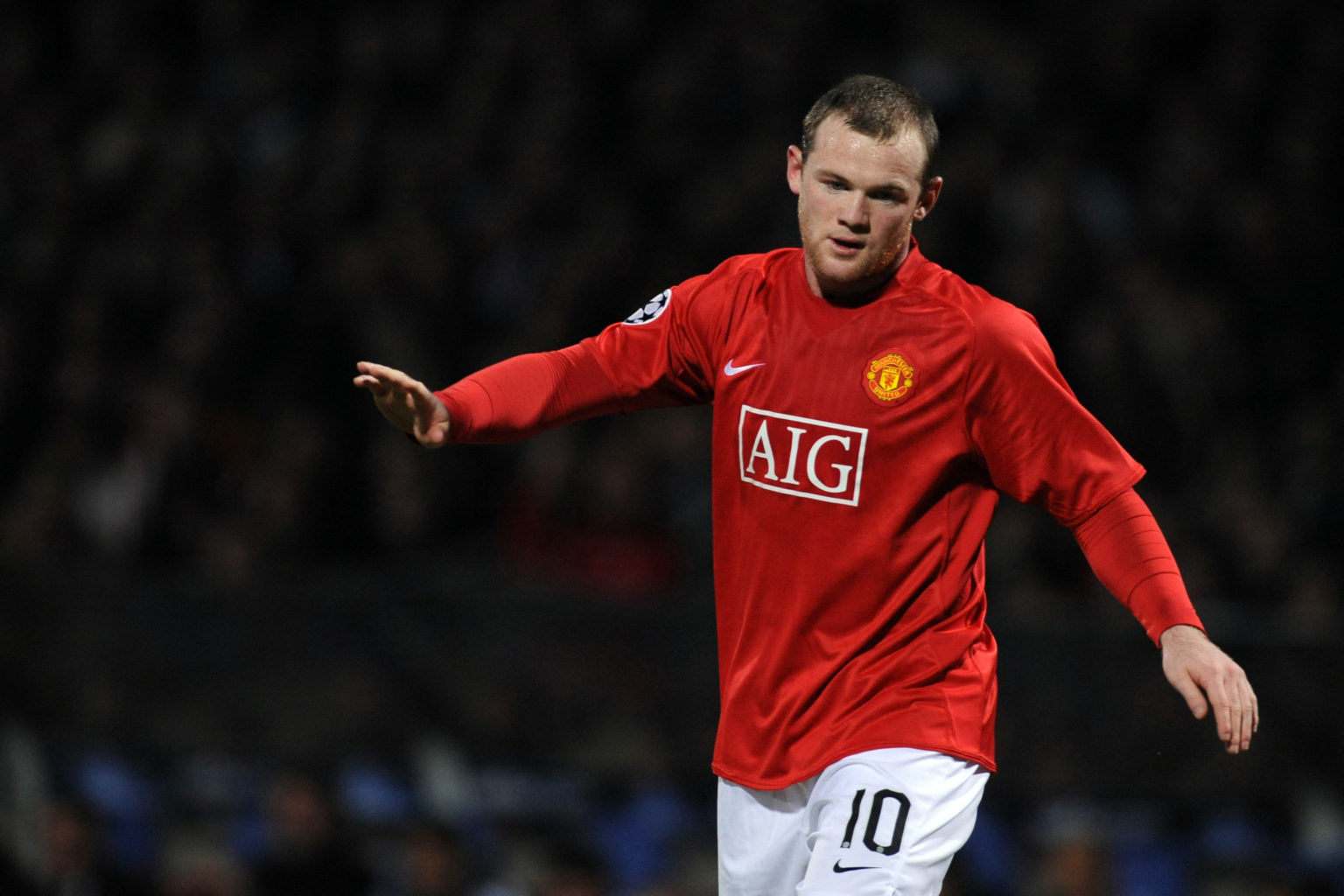 Wayne Rooney of Manchester United in action during the UEFA Champions League Round of 16 first leg match between Olympique Lyonnais and Manchester ...