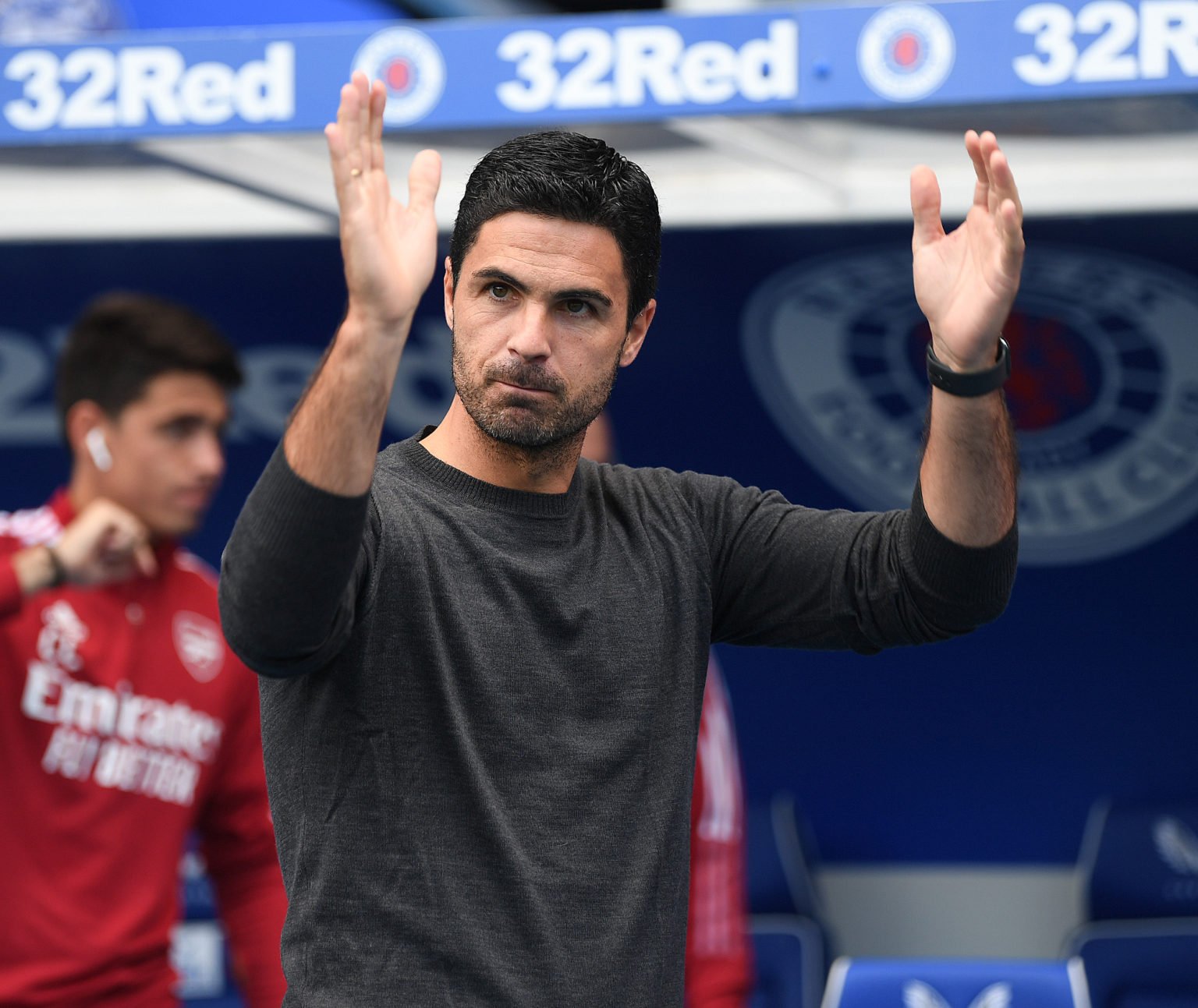 Arsenal manager Mikel Arteta before the pre season friendly between Rangers and Arsenal at Ibrox Stadium on July 17, 2021 in Glasgow, Scotland.