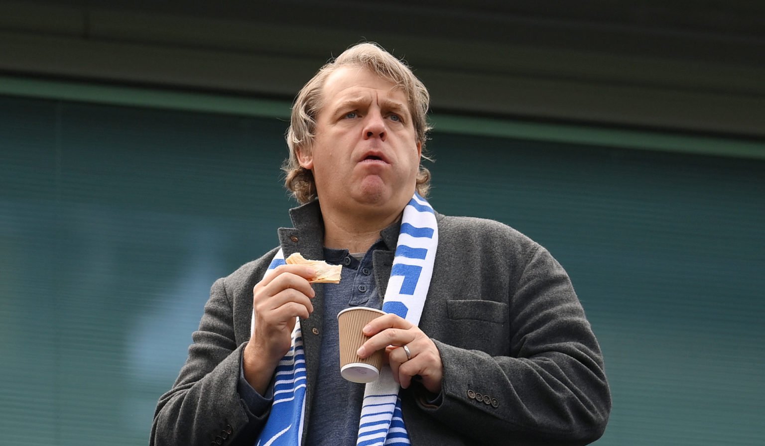 Chelsea Owner, Todd Boehly, looks on during the UEFA Women's Champions League semifinal 1st leg match between Chelsea FC and FC Barcelona at Stamfo...