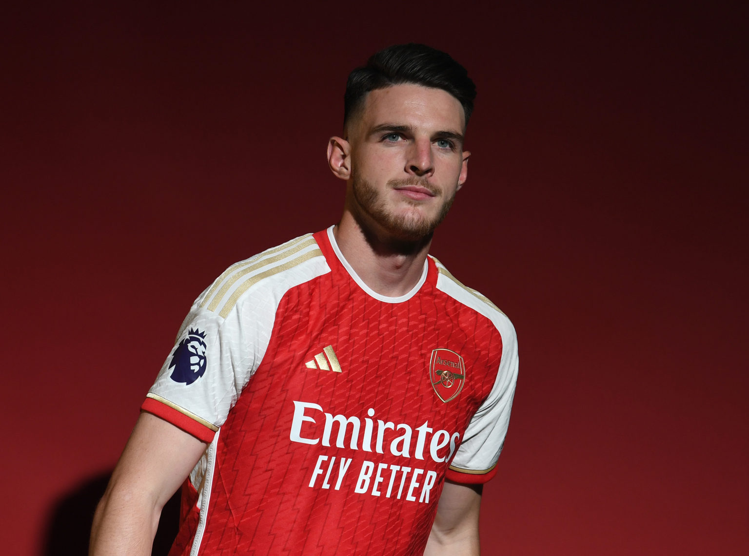 Arsenal latest signing Declan Rice at London Colney on July 15, 2023 in St Albans, England.