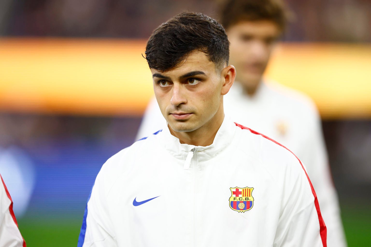 Pedri #8 of FC Barcelona before a pre-season friendly match at SoFi Stadium on July 26, 2023 in Inglewood, California.