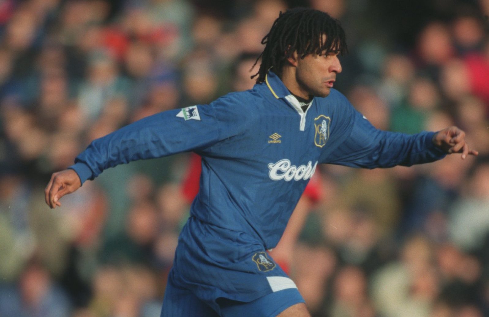 RUUD GULLIT IN ACTION FOR CHELSEA IN THE PREMIER LEAGUE MATCH AGAINST WIMBLEDON AT STAMFORD BRIDGE. WIMBLEDON WON 2-1. Mandatory Credit: Mark Thomp...