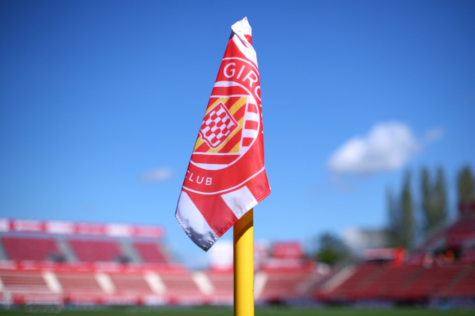 A general view of the corner flag prior to the LaLiga EA Sports match between Girona FC and RCD Mallorca at Montilivi Stadium on September 23, 2023...