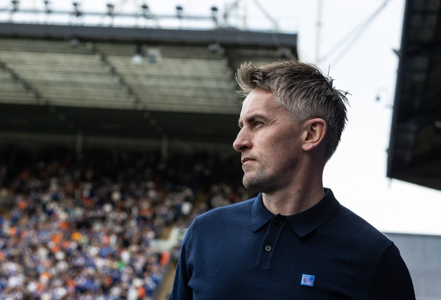 Ipswich Town's manager Kieran McKenna looks on  during the Sky Bet Championship match between Ipswich Town and Preston North End at Portman Road on...