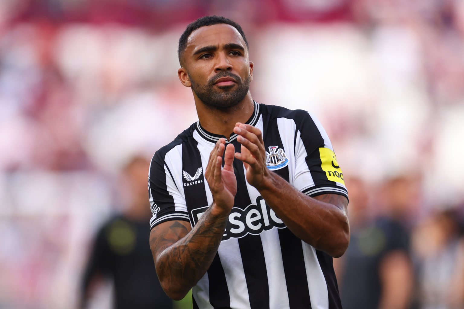 Callum Wilson of Newcastle United applauds during the Premier League match between West Ham United and Newcastle United at London Stadium on Octobe...