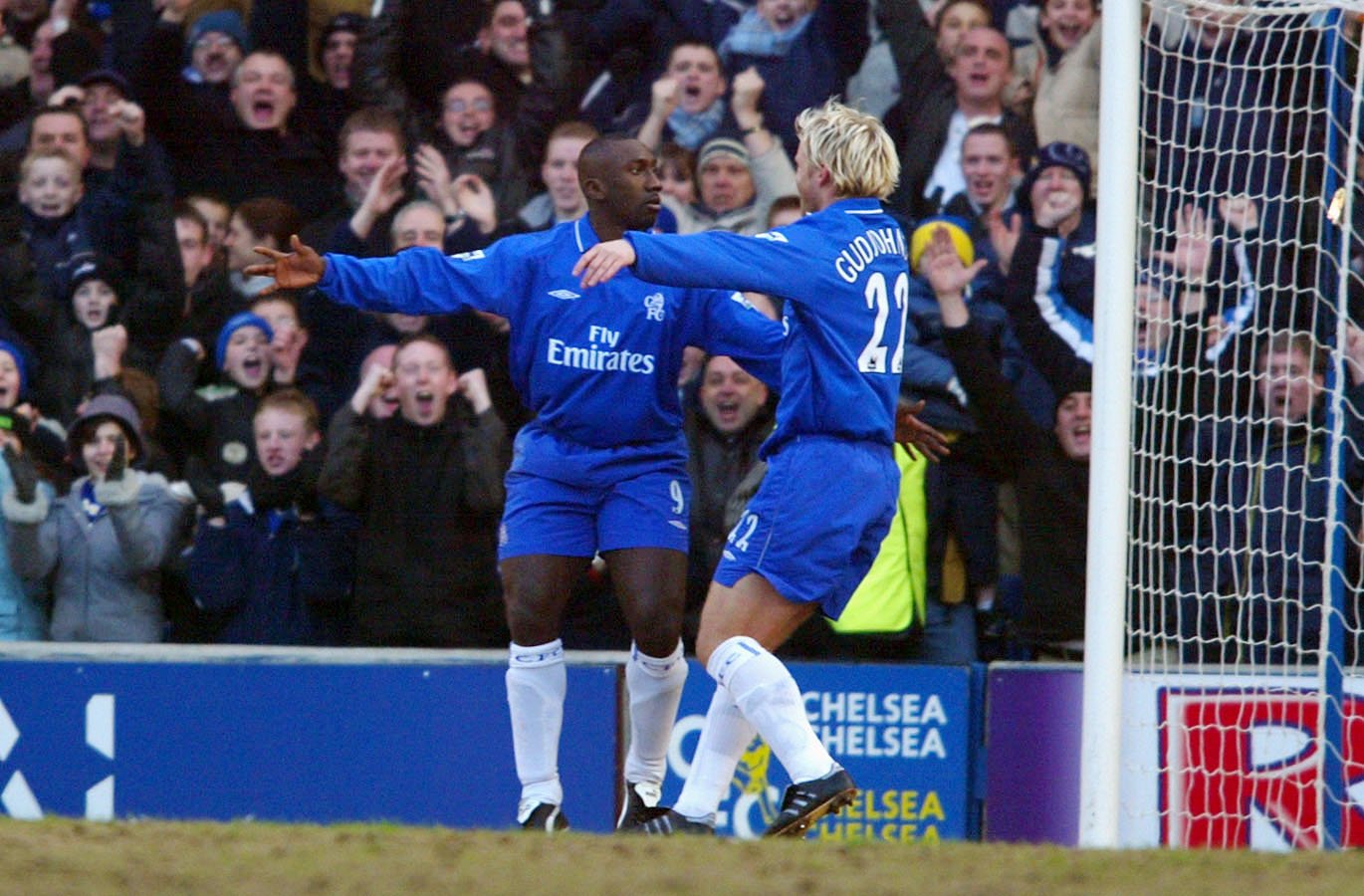 Jimmy Floyd Hasselbaink of Chelsea celebrates scoring the first goal during the FA Barclaycard Premiership match between Chelsea and Charlton Athle...