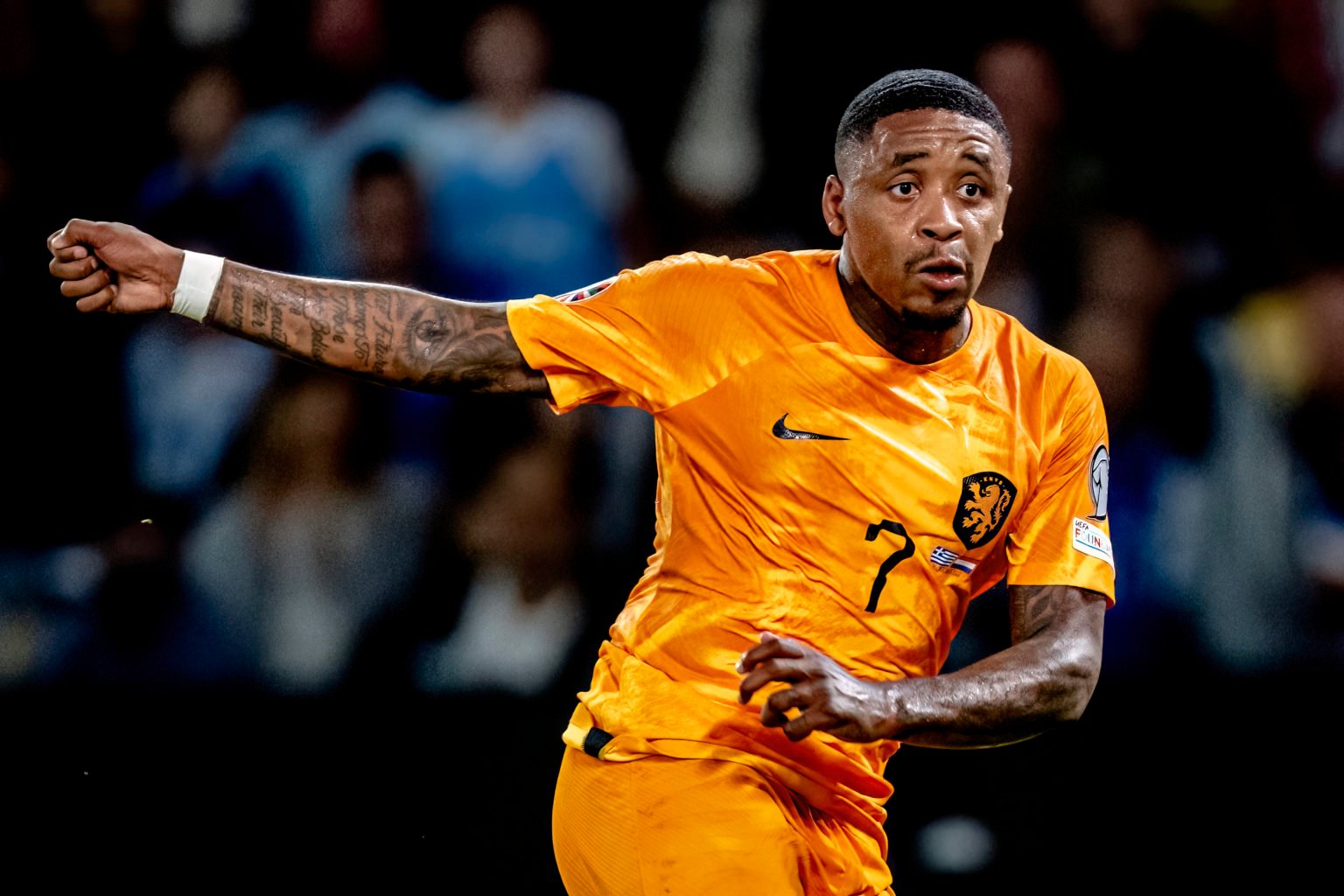 Netherlands player Steven Bergwijn, during the match Greece - Netherlands at the OPAP Arena for the European qualification group B season 2023-2024...