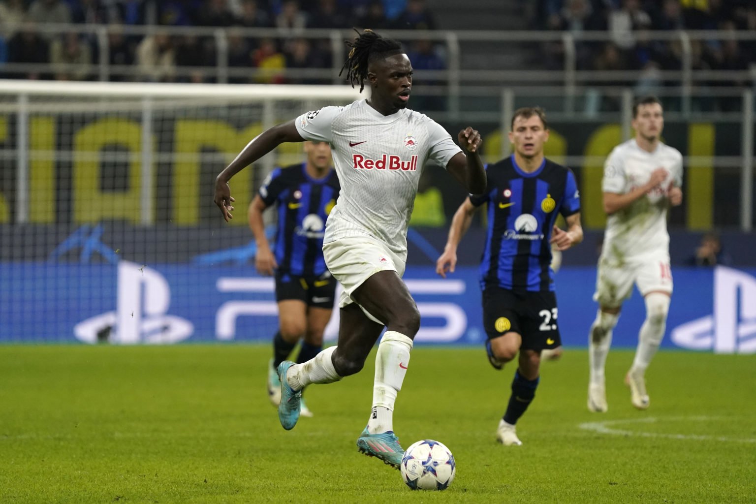 Oumar Solet of FC Salzburg in action during the UEFA Champions League match between FC Internazionale and FC Salzburg at Stadio Giuseppe Meazza on ...