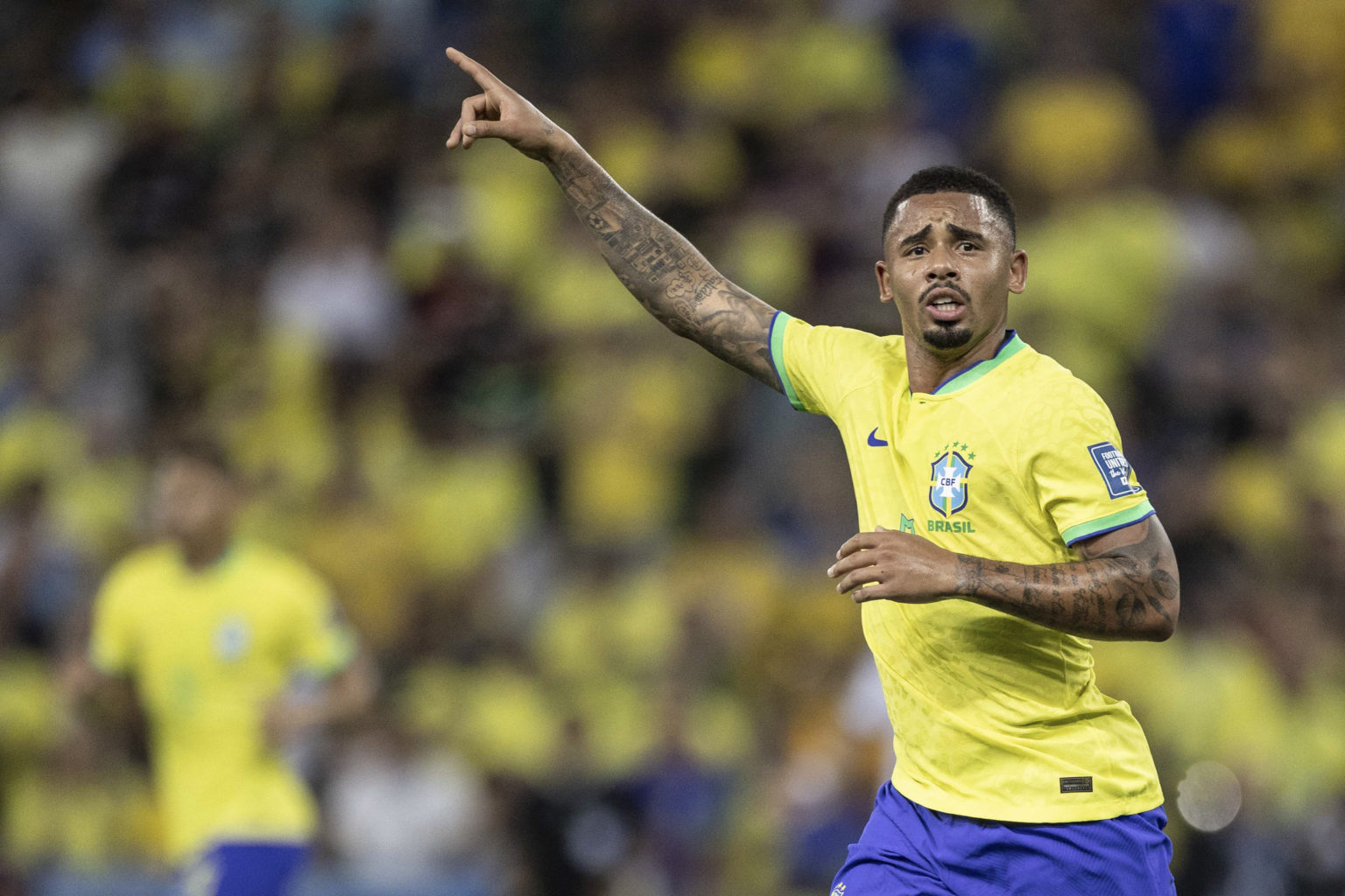 Gabriel Jesus of Brazil calls for the ball during FIFA World Cup 2026 Qualifier match between Brazil and Argentina at Maracana Stadium on November ...