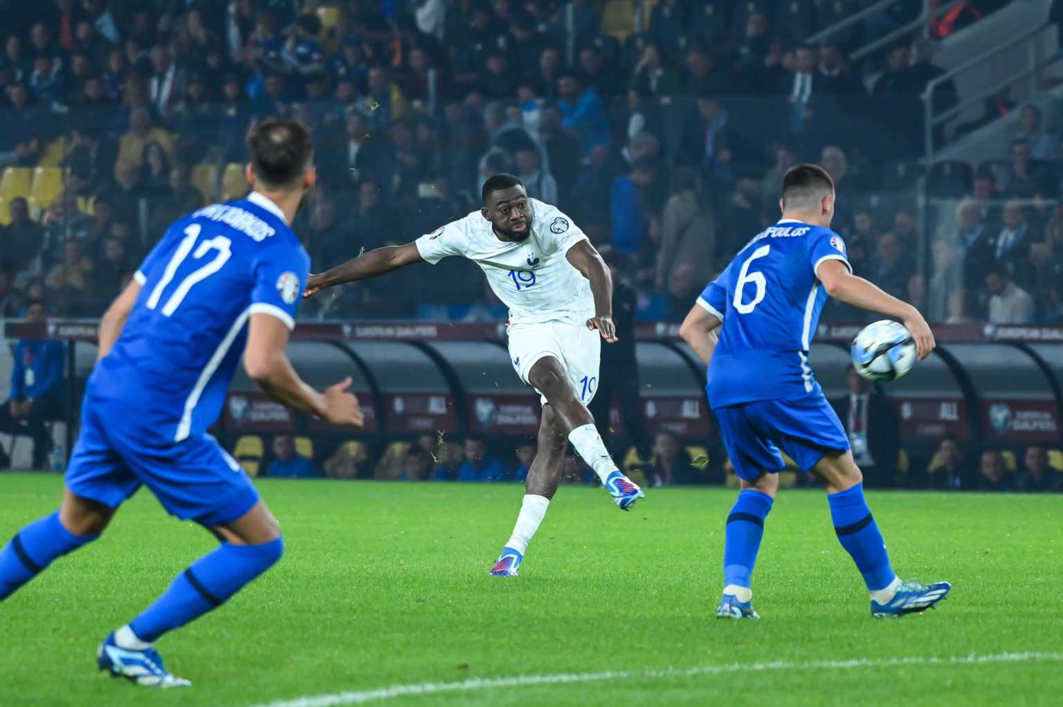 Youssouf Fofana of France is playing during the European Qualifiers for Euro 24, Group B, match between Greece and France at OPAP Arena in Athens, ...