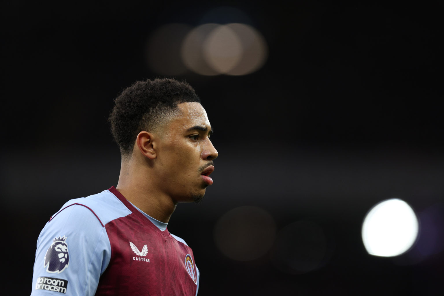 Jacob Ramsey of Villa in action during the Premier League match between Aston Villa and Burnley FC at Villa Park on December 30, 2023 in Birmingham...