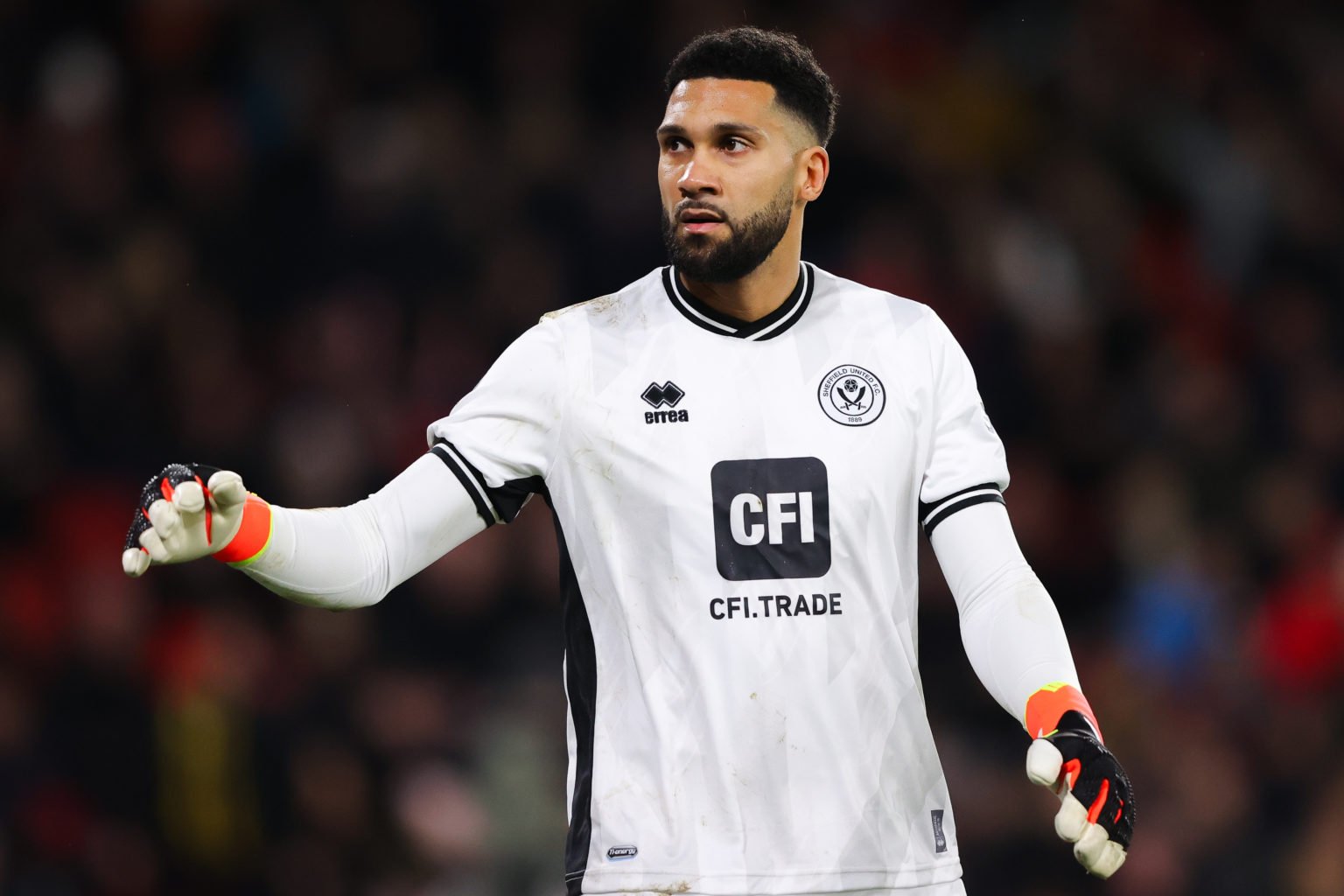 Wes Foderingham of Sheffield United during the Premier League match between Sheffield United and Aston Villa at Bramall Lane on February 03, 2024 i...