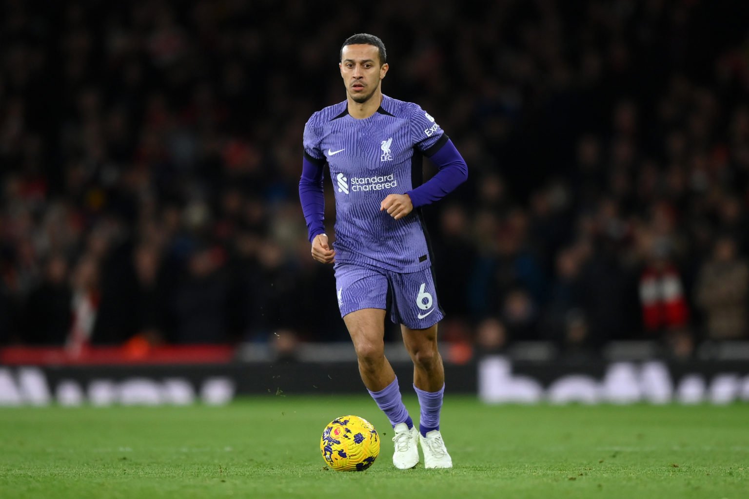 Thiago Alcantara of Liverpool  during the Premier League match between Arsenal FC and Liverpool FC at Emirates Stadium on February 04, 2024 in Lond...