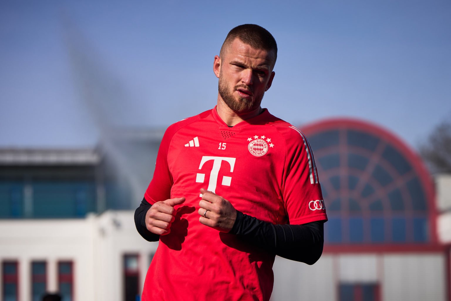 Eric Dier of FC Bayern Muenchen attends a training session at Saebener Strasse training ground on February 21, 2024 in Munich, Germany.