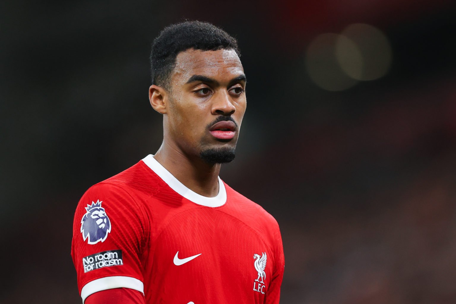 Ryan Gravenberch of Liverpool during the Premier League match between Liverpool FC and Luton Town at Anfield on February 21, 2024 in Liverpool, Eng...