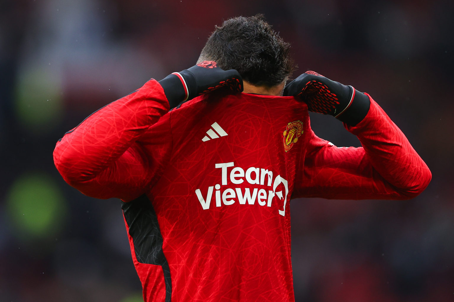 Casemiro of Manchester United looks dejected during the Premier League match between Manchester United and Fulham FC at Old Trafford on February 24...