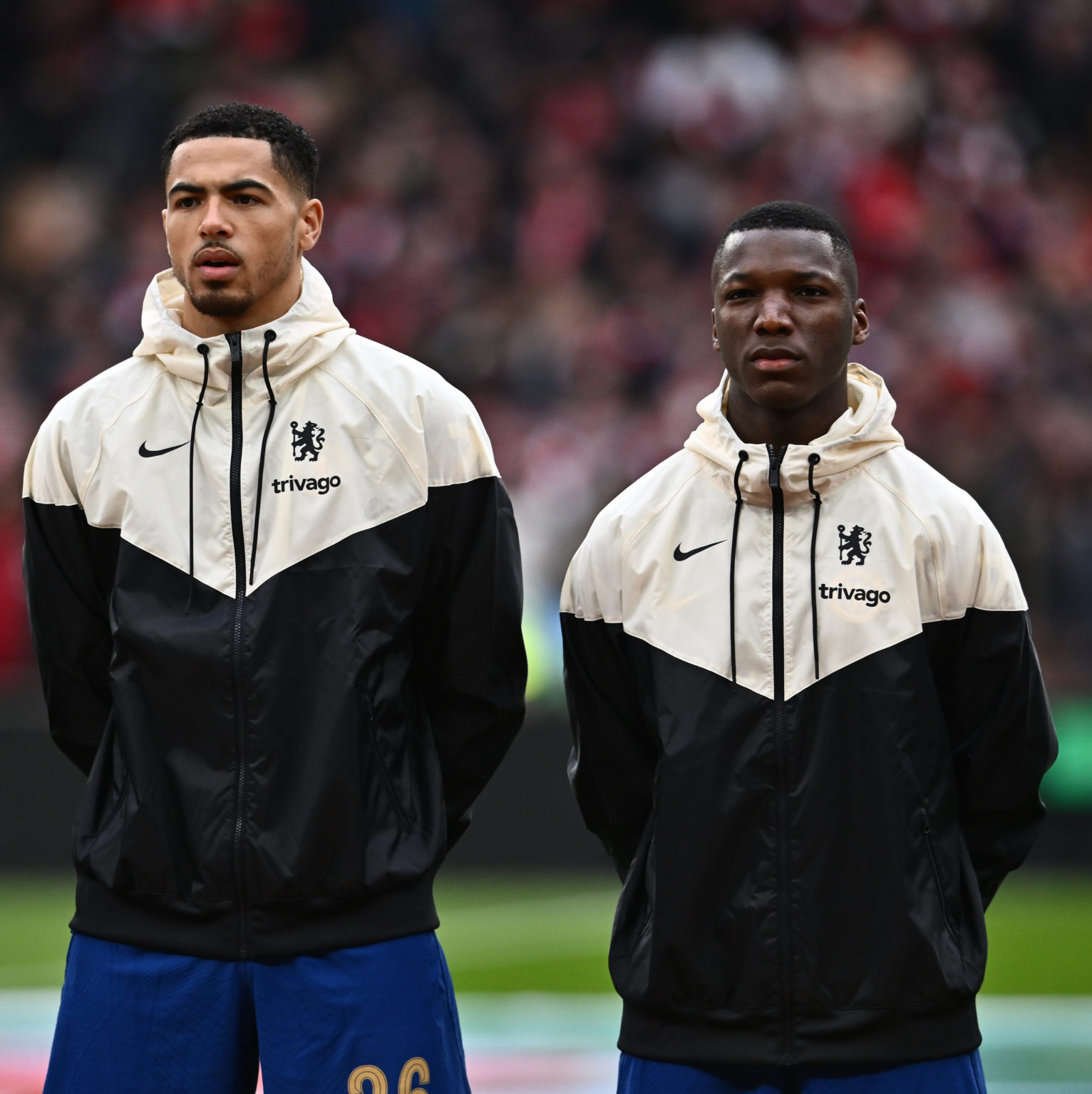 Levi Colwill, Moises Caicedo of Chelsea FC during the Carabao Cup Final match between Chelsea and Liverpool at Wembley Stadium on February 25, 2024...