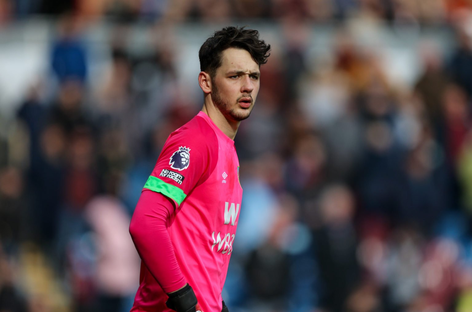 Burnley's James Trafford in action during the Premier League match between Burnley FC and AFC Bournemouth at Turf Moor on March 3, 2024 in Burnley,...