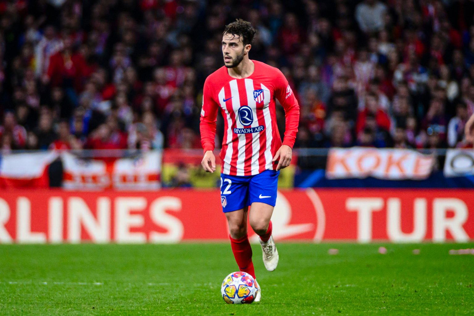 Mario Hermoso of Atletico de Madrid in action during the UEFA Champions League 2023/24 round of 16 second leg match between Atletico de Madrid and ...