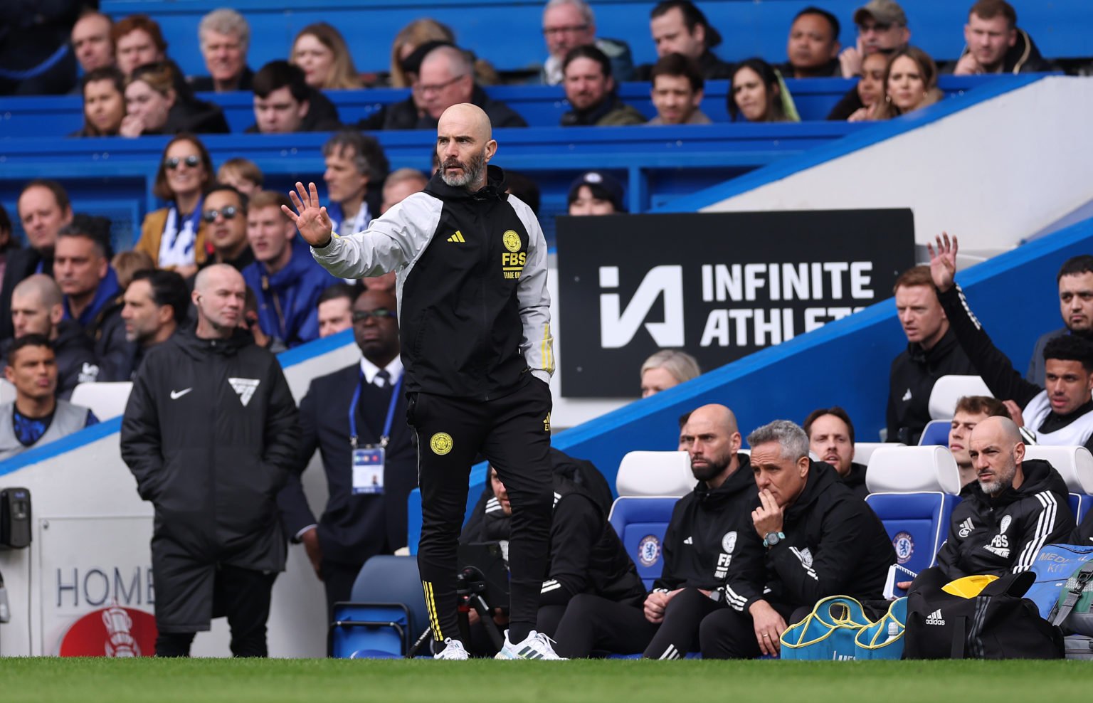 Enzo Maresca, Manager of Leicester City during the Emirates FA Cup Quarter Final between Chelsea FC v Leicester City at Stamford Bridge on March 17...