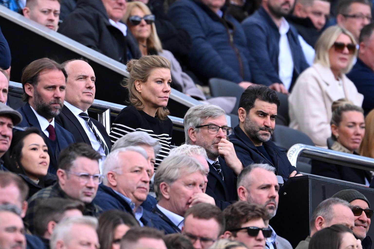 Amanda Staveley and Mehrdad Ghodoussi, co-owners of Newcastle United look on during the Premier League match between Newcastle United and West Ham ...