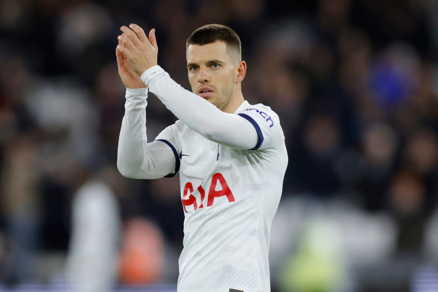 Giovani Lo Celso of Tottenham Hotspur applauds the fans after the Premier League match between West Ham United and Tottenham Hotspur at London Stad...