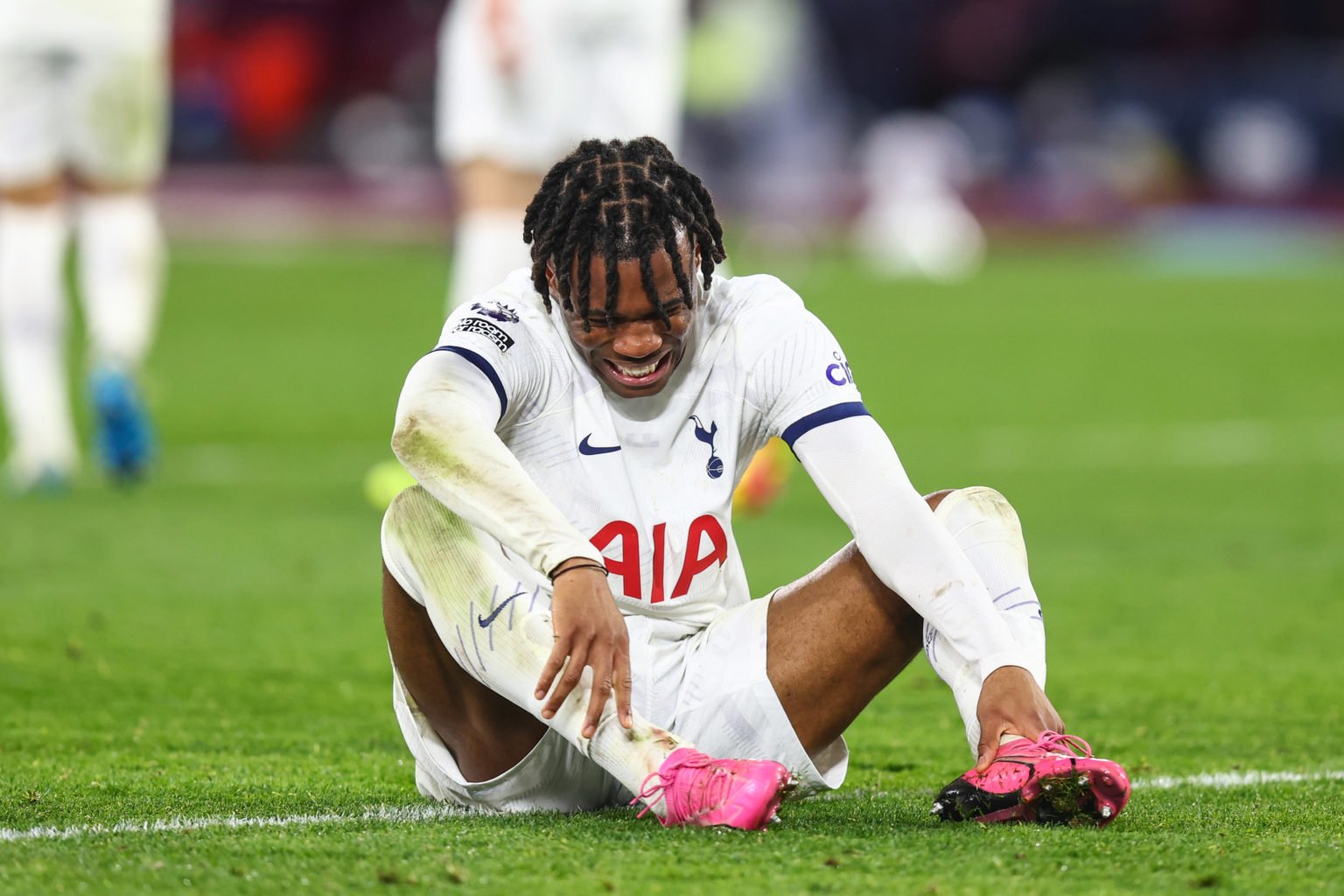 Destiny Udogie of Tottenham Hotspur during the Premier League match between West Ham United and Tottenham Hotspur at London Stadium on April 2, 202...