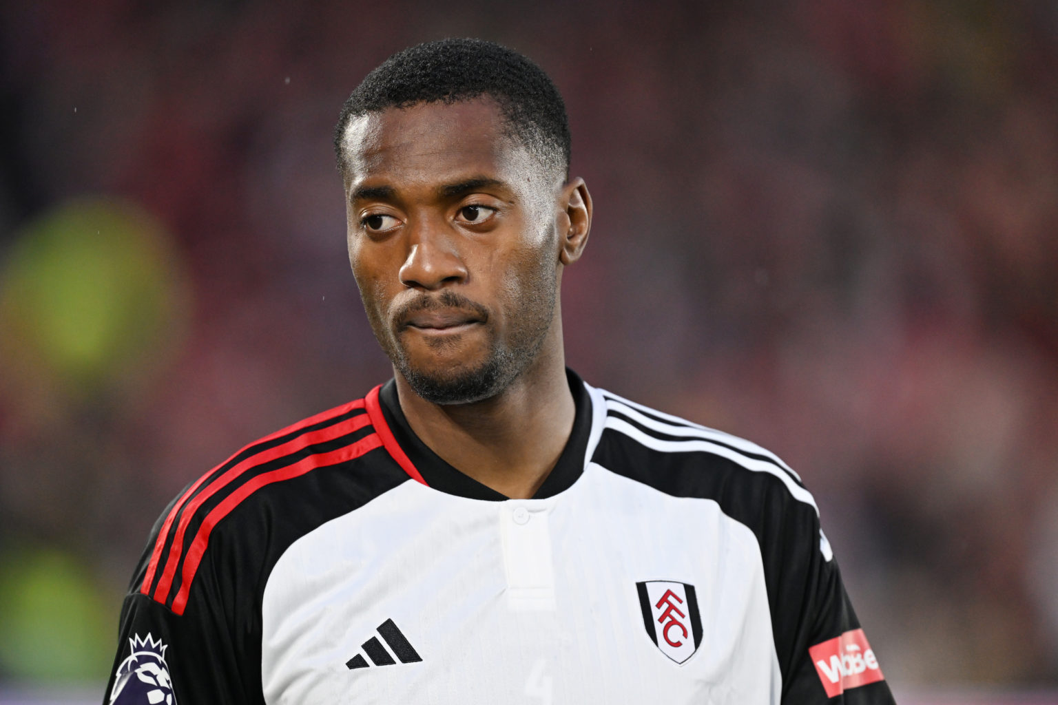 Tosin Adarabioyo of Fulham looks on during the Premier League match between Nottingham Forest and Fulham FC at City Ground on April 02, 2024 in Not...