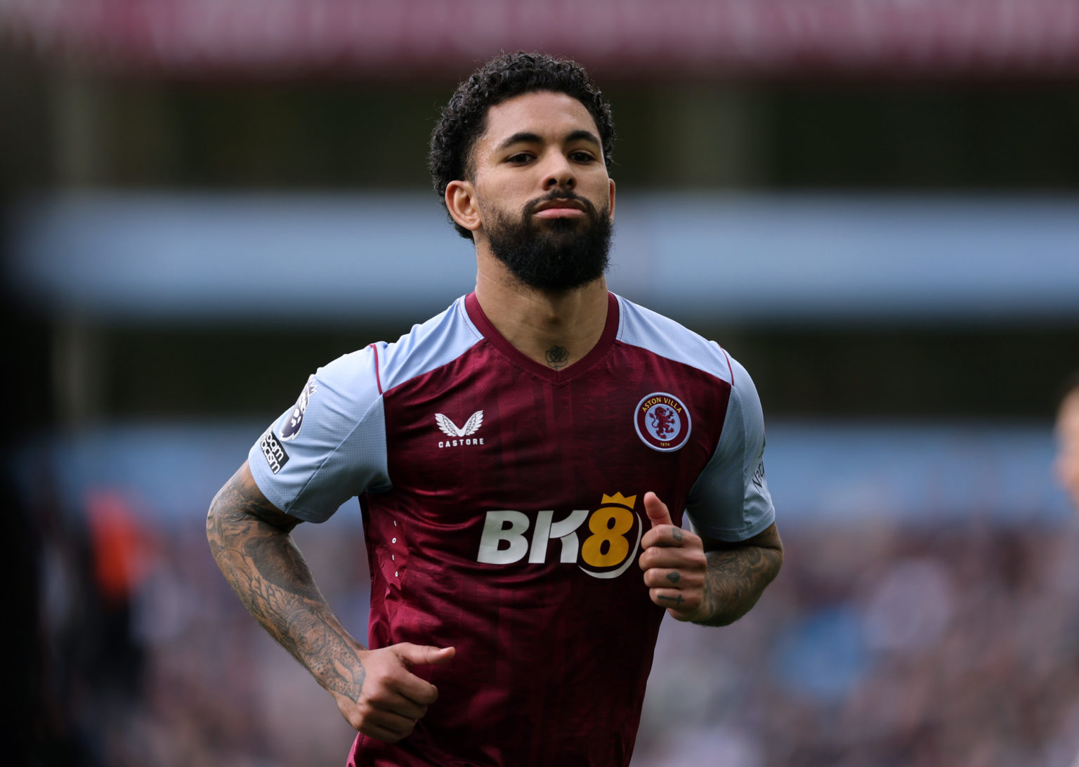 Douglas Luiz of Aston Villa during the Premier League match between Aston Villa and Brentford FC at Villa Park on April 6, 2024 in Birmingham, Engl...