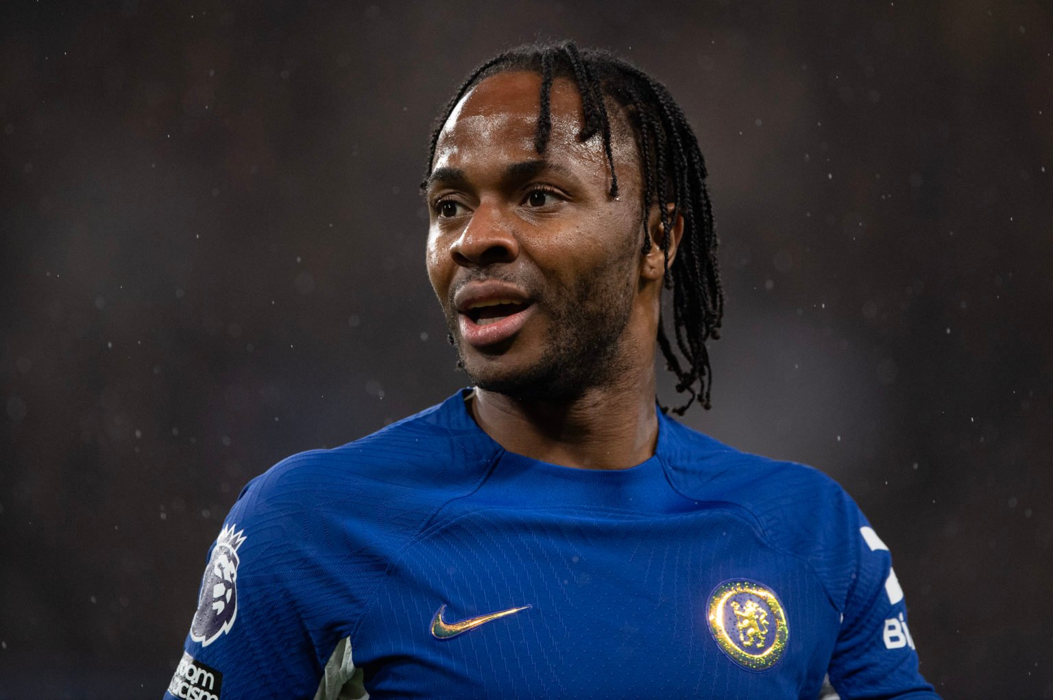 Raheem Sterling of Chelsea during the Premier League match between Chelsea FC and Manchester United at Stamford Bridge on April 04, 2024 in London,...