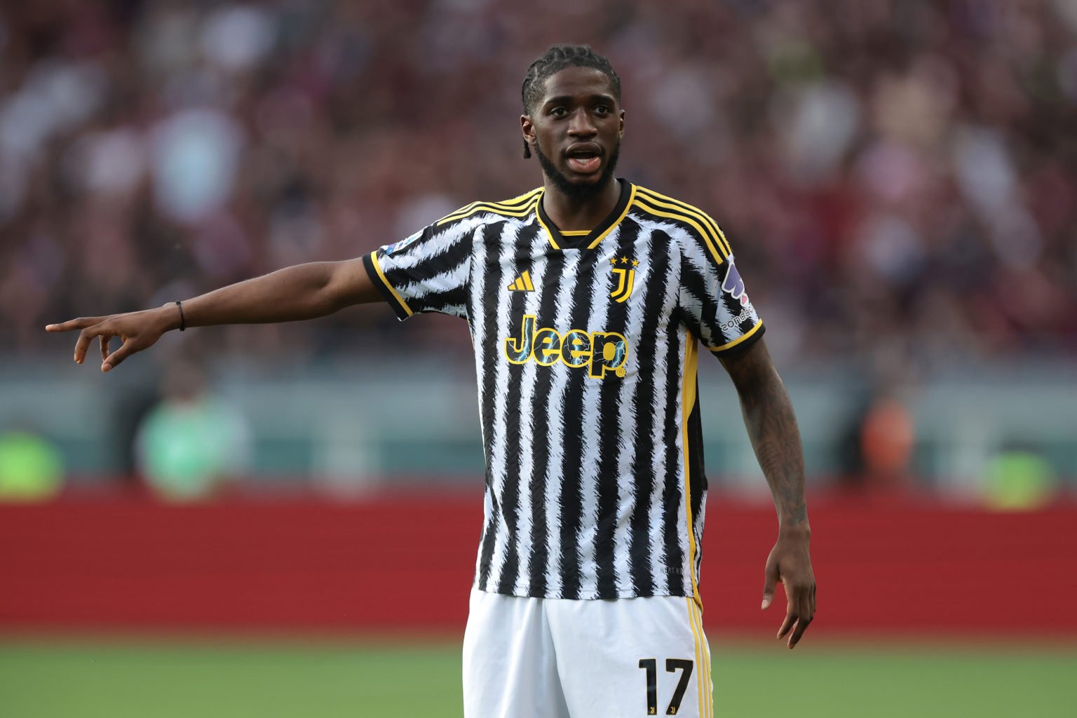 Samuel Iling-Junior of Juventus reacts during the Serie A TIM match between Torino FC and Juventus FC - Serie A TIM  at Stadio Olimpico di Torino o...