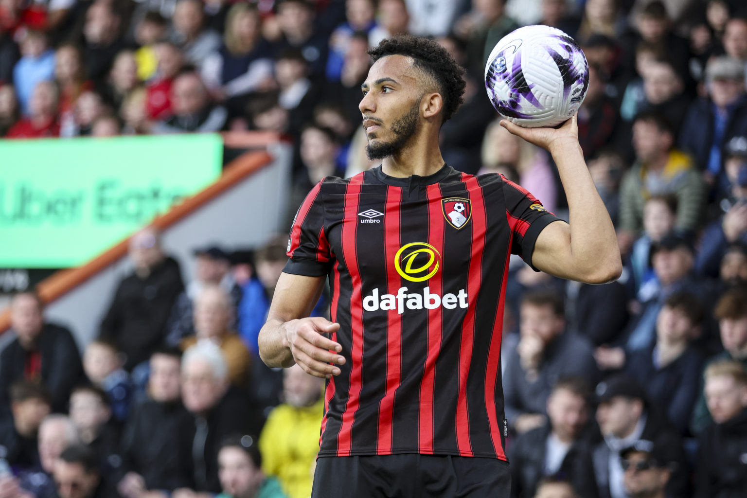 Lloyd Kelly of Bournemouth during the Premier League match between AFC Bournemouth and Manchester United at Vitality Stadium on April 13, 2024 in B...