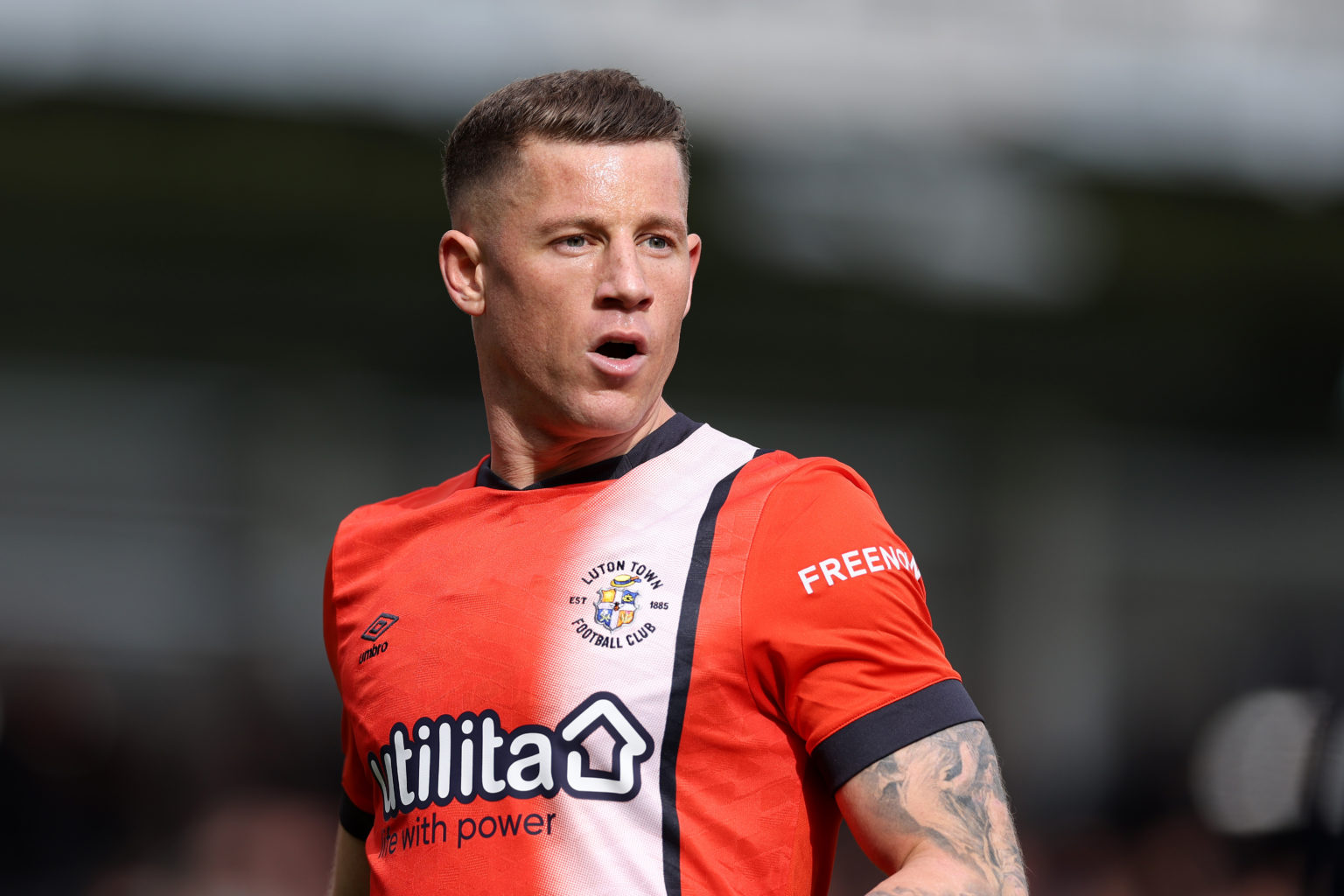 Ross Barkley of Luton in action during the Premier League match between Luton Town and Brentford FC at Kenilworth Road on April 20, 2024 in Luton, ...