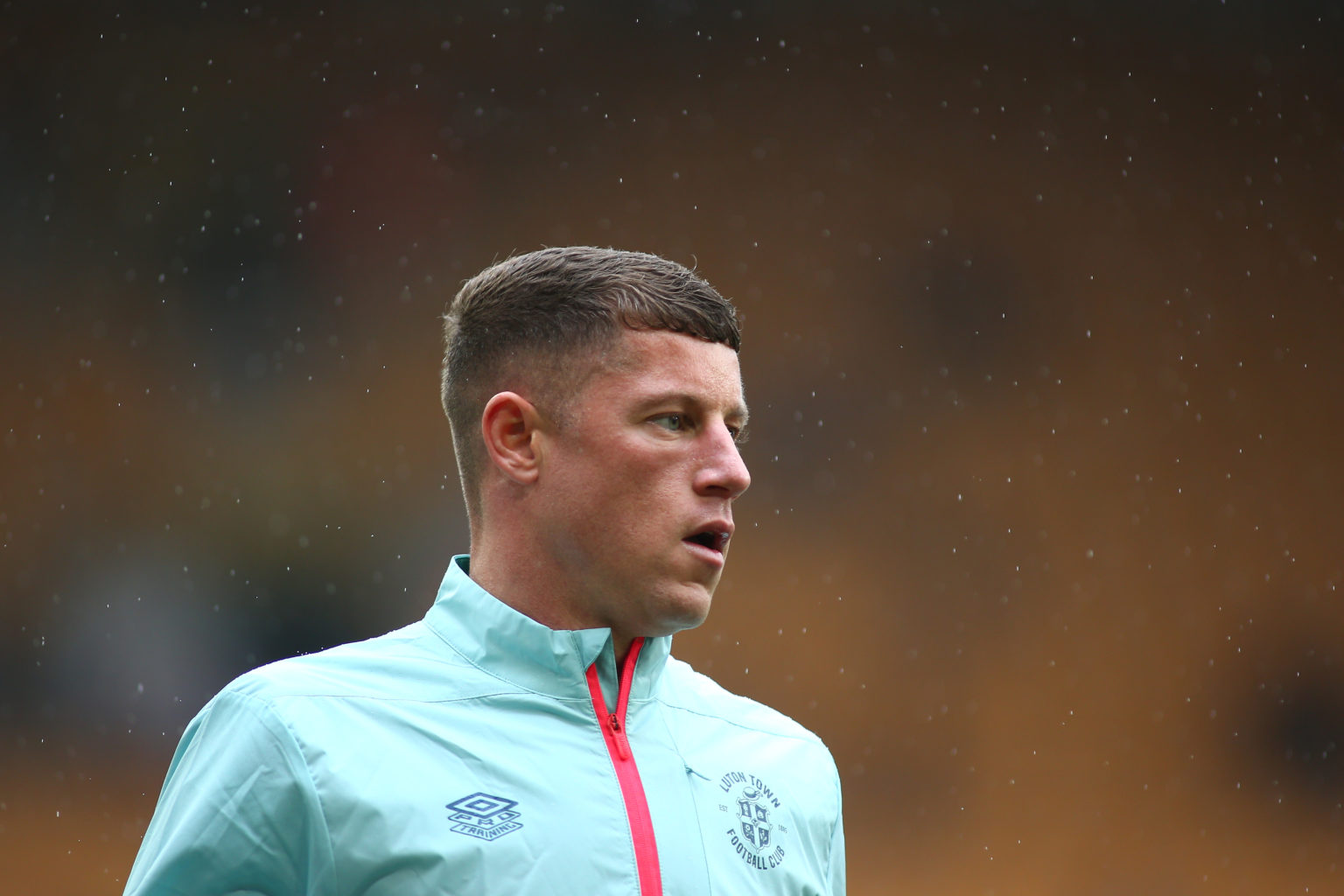 Ross Barkley of Luton Town warms up during the Premier League match between Wolverhampton Wanderers and Luton Town at Molineux on April 27, 2024 in...