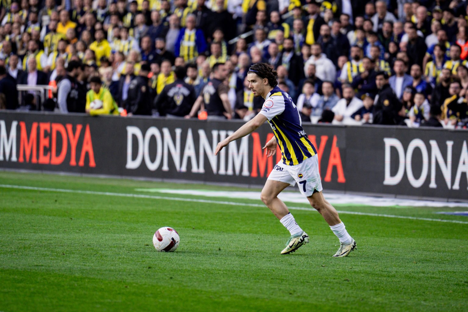 Ferdi Kadioglu of Fenerbahce in action during the match. Fenerbahce and Besiktas faced each other in the Trendyol Super Lig (Turkish Super League),...