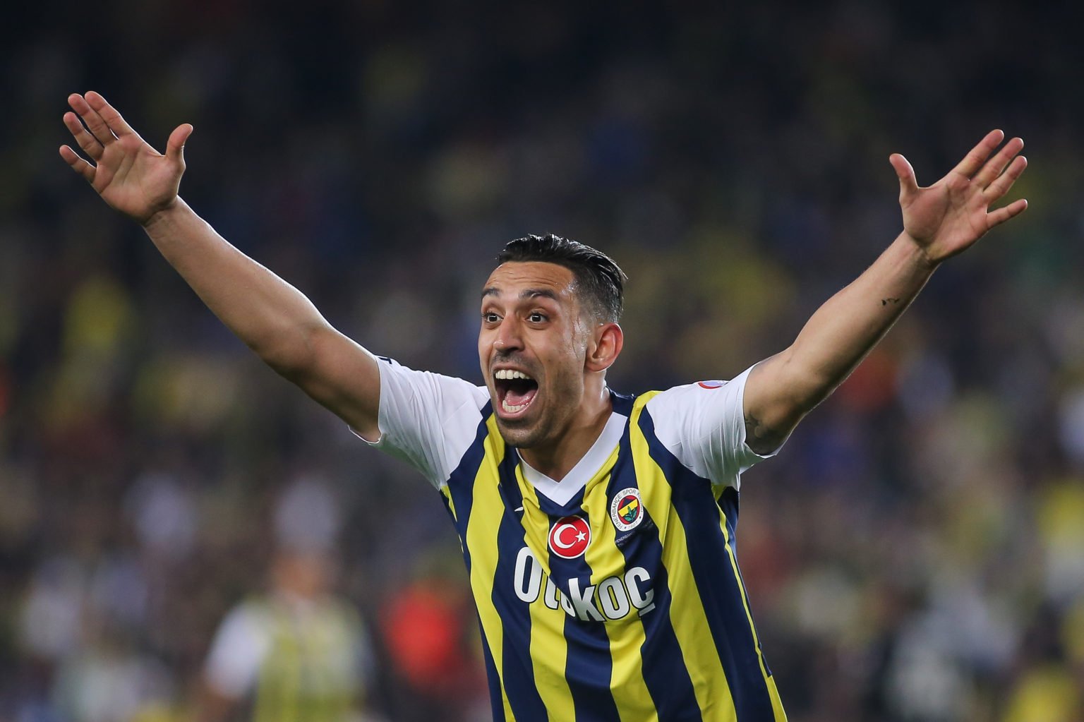 Irfan Kahveci of Fenerbahce reacts during the Turkish Super League match between Fenerbahce and Besiktas at Ulker Stadium on April 27, 2024 in Ista...