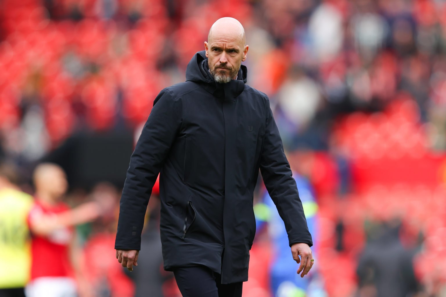 Erik ten Hag, manager of Manchester United,  during the Premier League match between Manchester United and Burnley FC at Old Trafford on April 27, ...