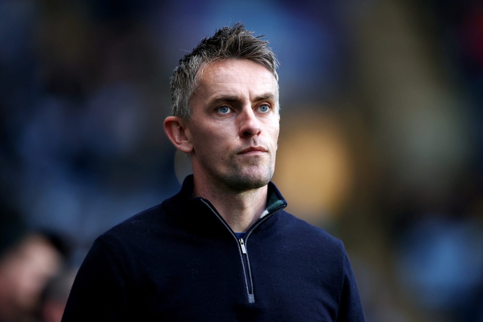 Kieran McKenna, Manager of Ipswich Town, looks on prior to the Sky Bet Championship match between Coventry City and Ipswich Town at The Coventry Bu...