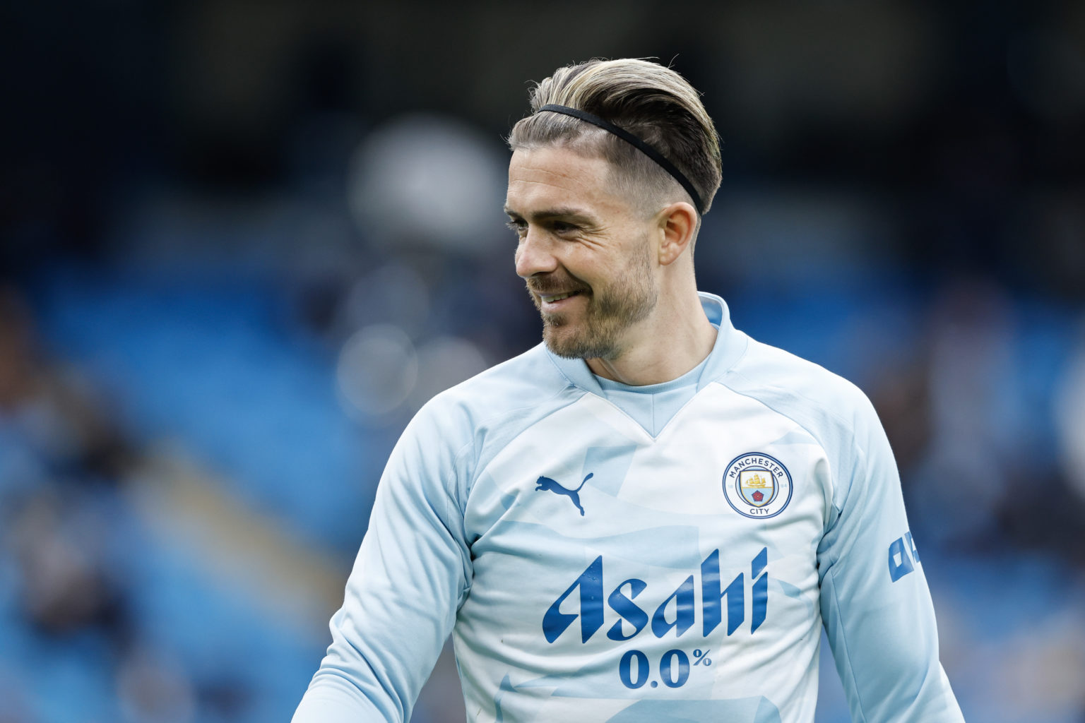 Jack Grealish of Manchester City before the Premier League match between Manchester City and Wolverhampton Wanderers at Etihad Stadium on May 4, 20...