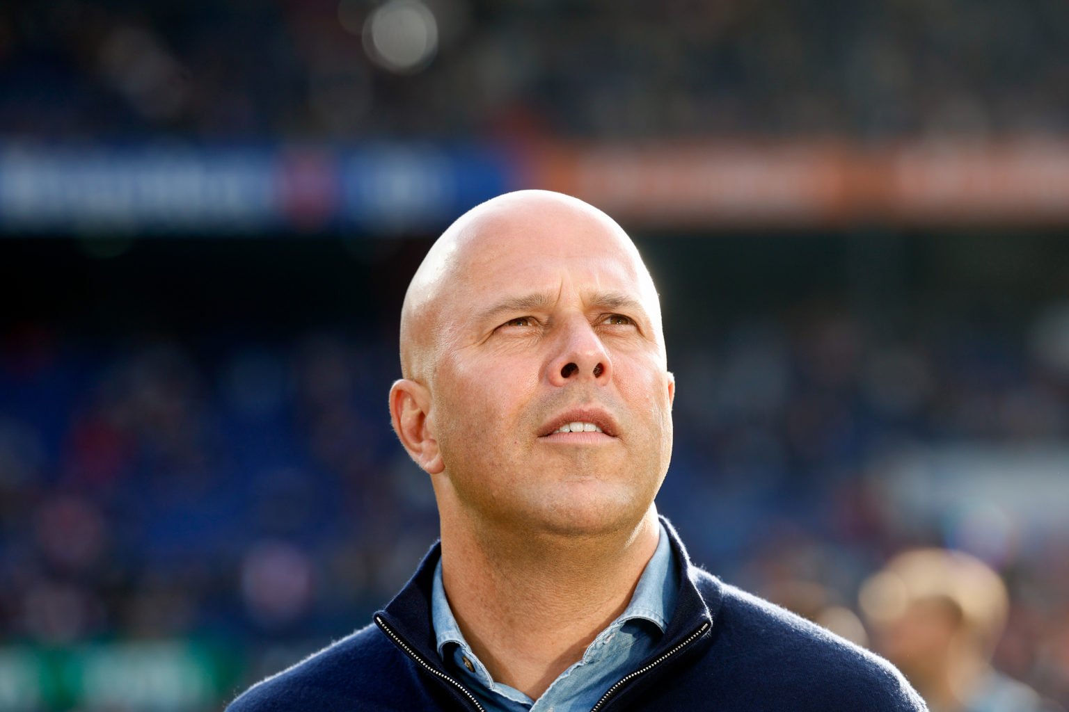 coach Arne Slot of Feyenoord  during the Dutch Eredivisie  match between Feyenoord v PEC Zwolle at the Stadium Feijenoord on May 5, 2024 in Rotterd...