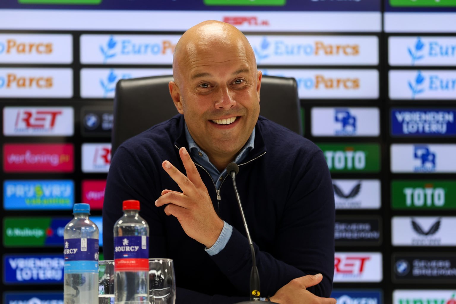 Headcoach Arne Slot of Feyenoord during the press conference during the Dutch Eredivisie match between Feyenoord and PEC Zwolle at Stadion Feijenoo...