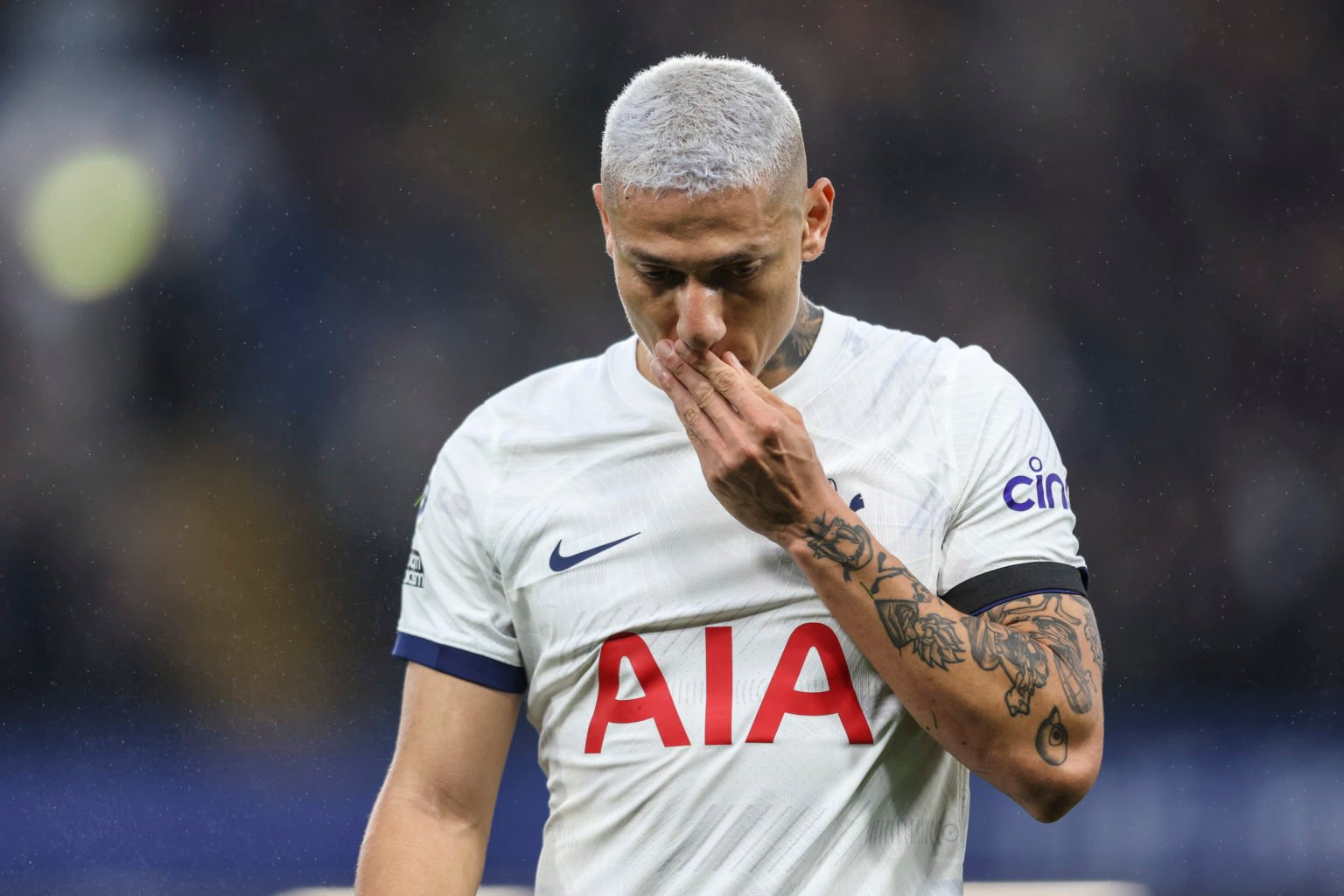 Richarlison of Tottenham Hotspur after Trevoh Chalobah of Chelsea scores a goal to make it 1-0 during the Premier League match between Chelsea FC a...